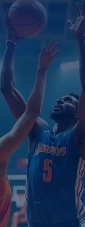 Basketball player reaching for a rebound